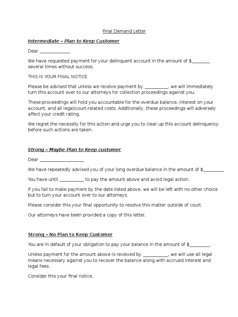 Final Demand Letter Before Legal Action | PDF