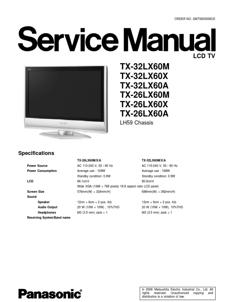 TX-32LX60A Panasonic TV Service Manual | Electrostatic Discharge | Solder