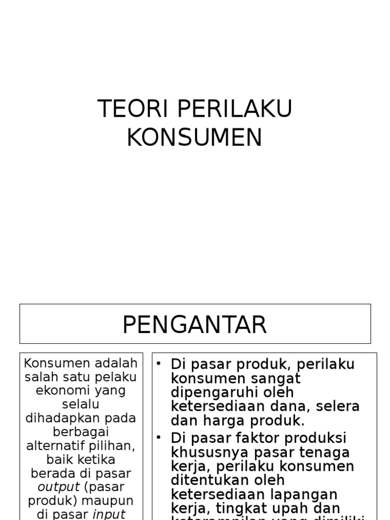 Kuliah 2 Teori Perilaku Konsumen Pendekatan Kardinal Pdf