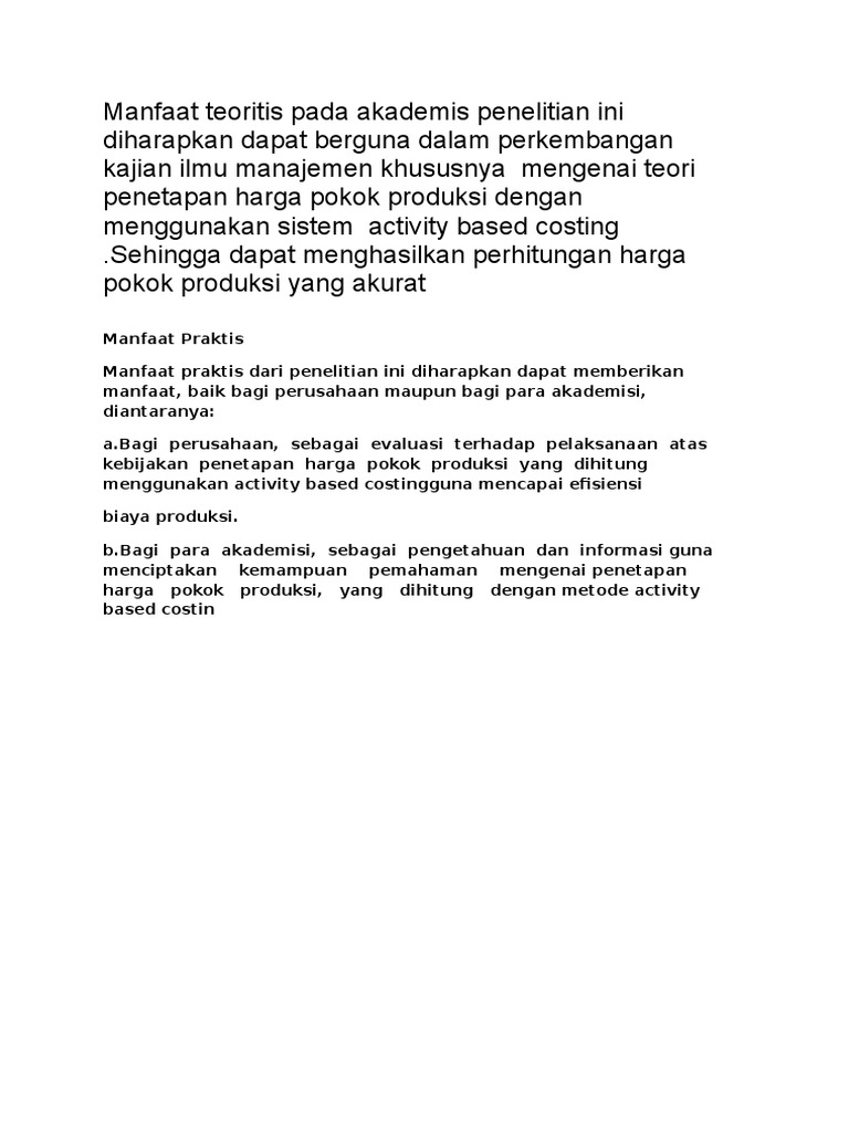 Manfaat Teoritis dan Praktis Penelitian | …