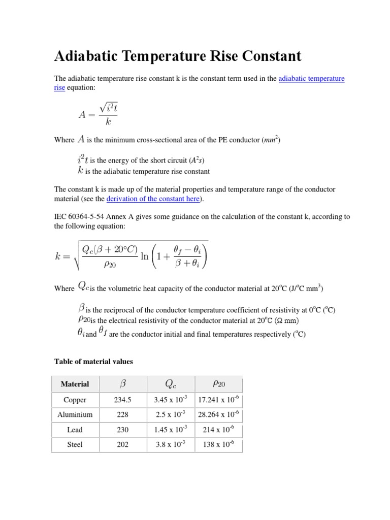 Adiabatic Temperature Rise Constant | PDF