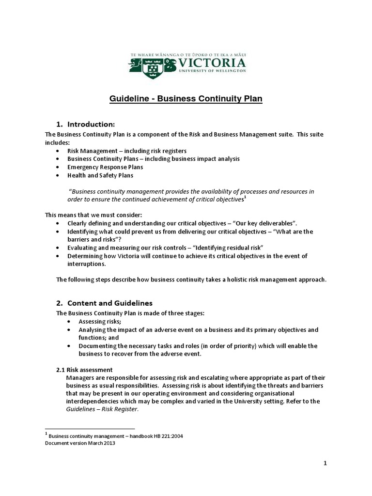 Business Continuity Plan | PDF | Business Continuity | Risk Management
