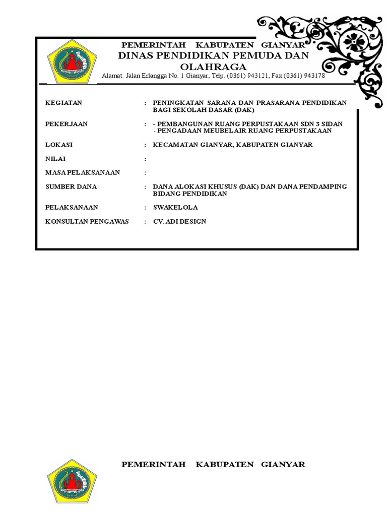 contoh  Papan  Nama Proyek   contoh  Papan  Nama Proyek