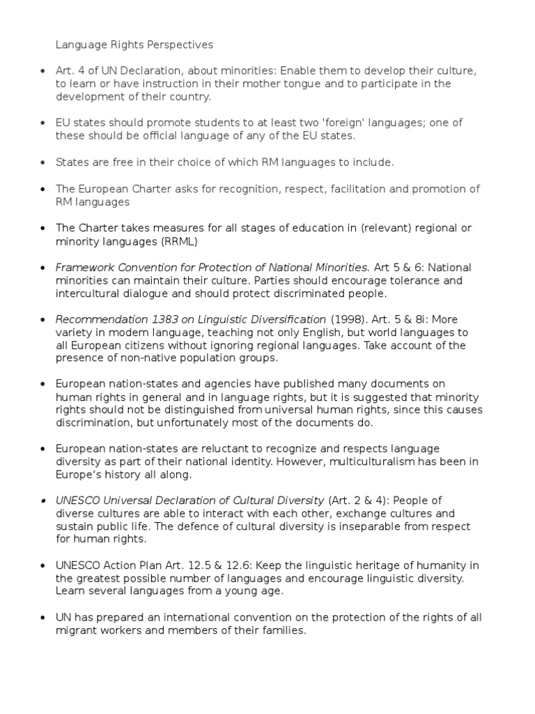 Language Rights and Minority Education | PDF | Language Arts ...