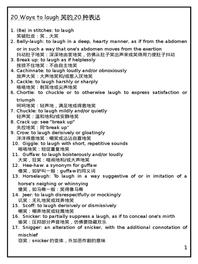 20 Expressions of Laughter | PDF | Reflexes | Laughter