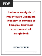 Business Analysis of Readymade Garments Industry in Context of Complex Strategic Environment of Bangladesh