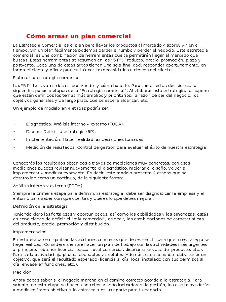 Cómo crear un plan comercial efectivo | PDF | Análisis FODA | Toma de ...