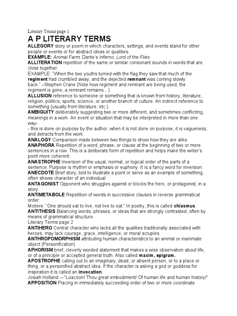 Understanding Literary Terms | PDF | Narration | Poetry