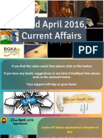 22 April 2016 Current Affairs for Competition Exams