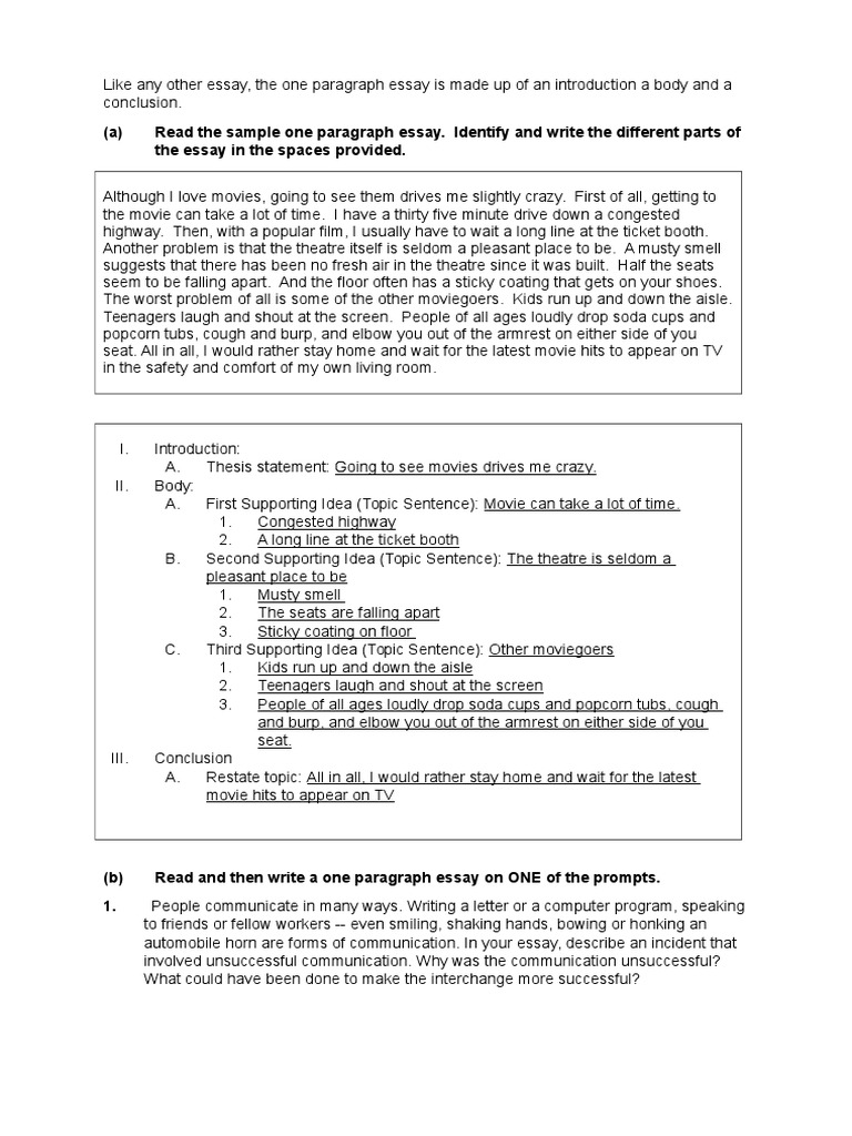 1 paragraph essay