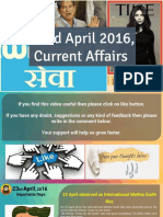 23 April 2016 Current Affair for Competition Exams