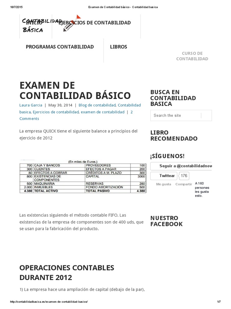 jueves Punto de partida llave inglesa Examen de Contabilidad Básico - Contabilidad Basica | PDF | Amortización  (Negocio) | Contabilidad