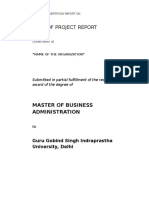 Title of Project Report: Master of Business Administration