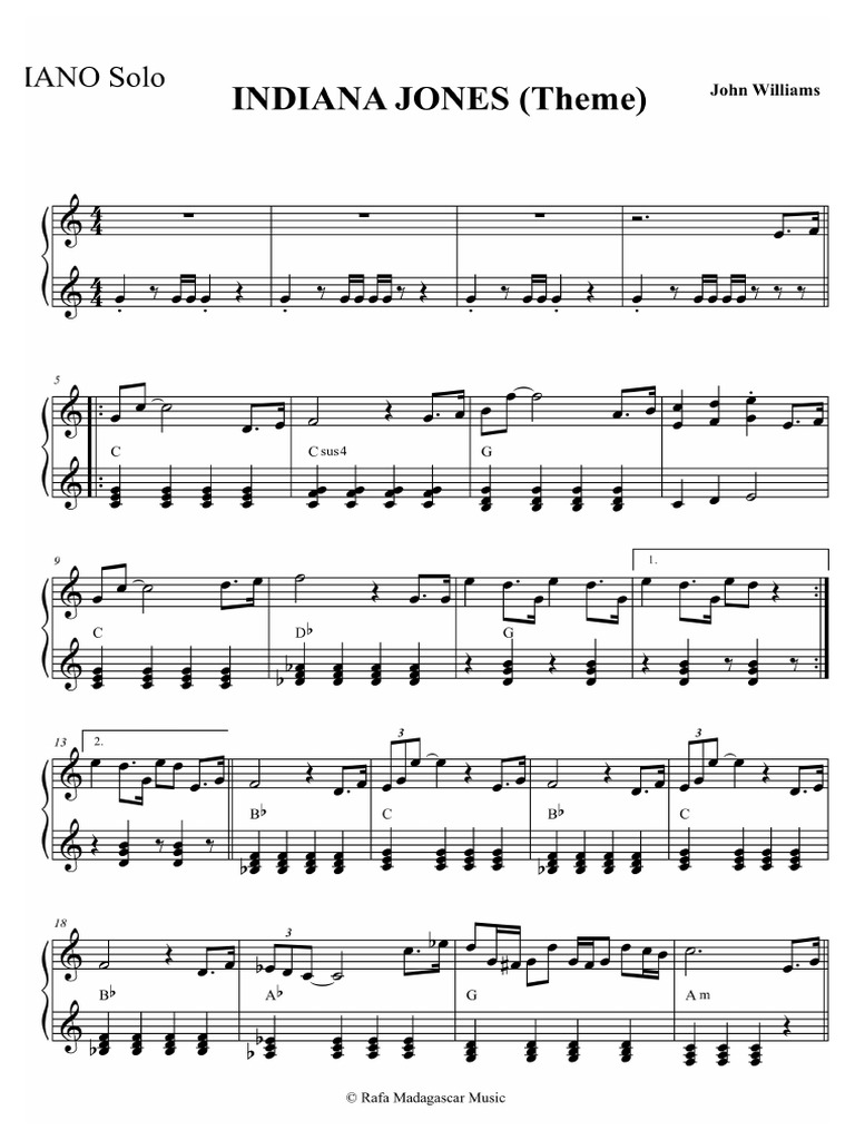 Indiana Jones Theme PDF