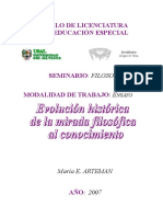 Evolución histórica de la mirada al conocimiento