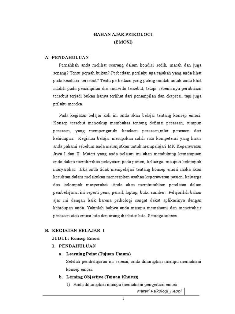BAHAN AJAR Psikologi Emosi