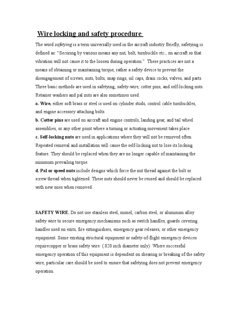 Wire Locking & Safetying PDF Nut (Hardware) Screw