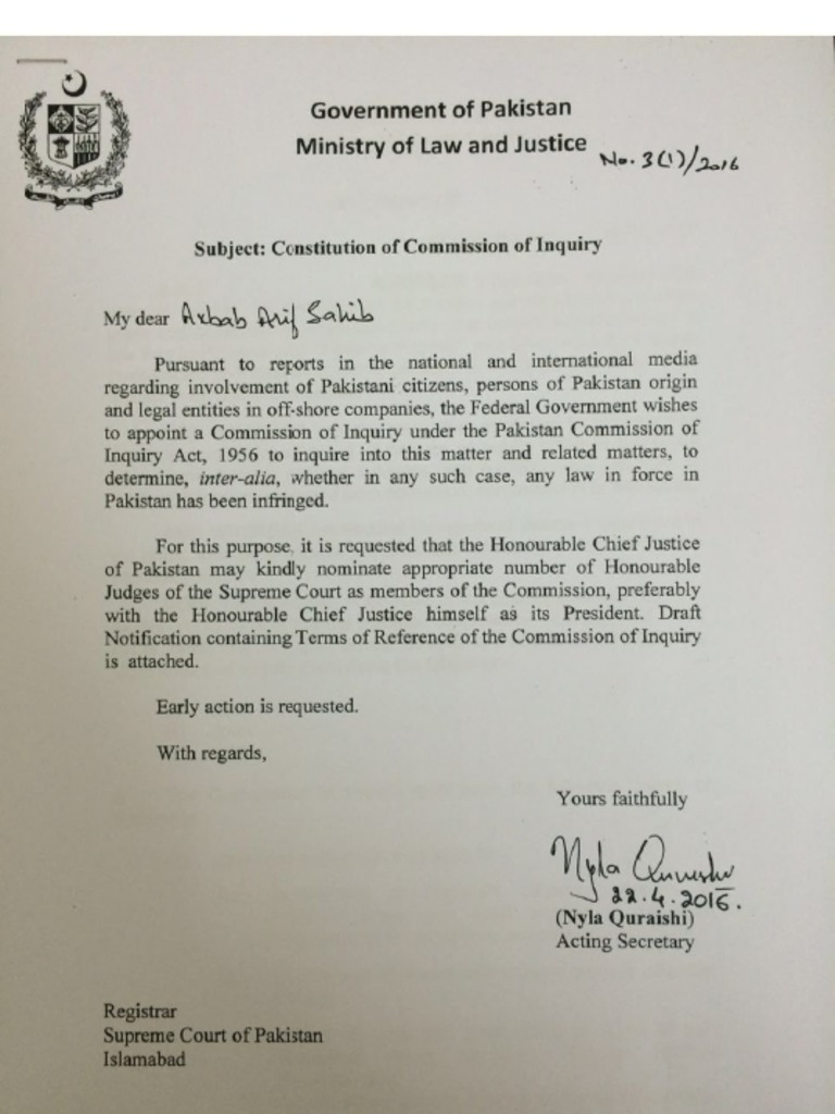 PMs Letter TORs PDF PDF