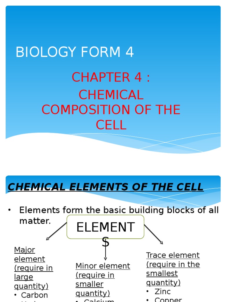 BIOLOGY FORM 4 Chapter 4 - Chemical Composition of The Cell | PDF ...