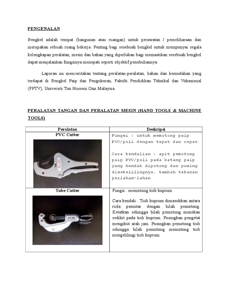 Kelengkapan Bengkel Keselamatan Pdf