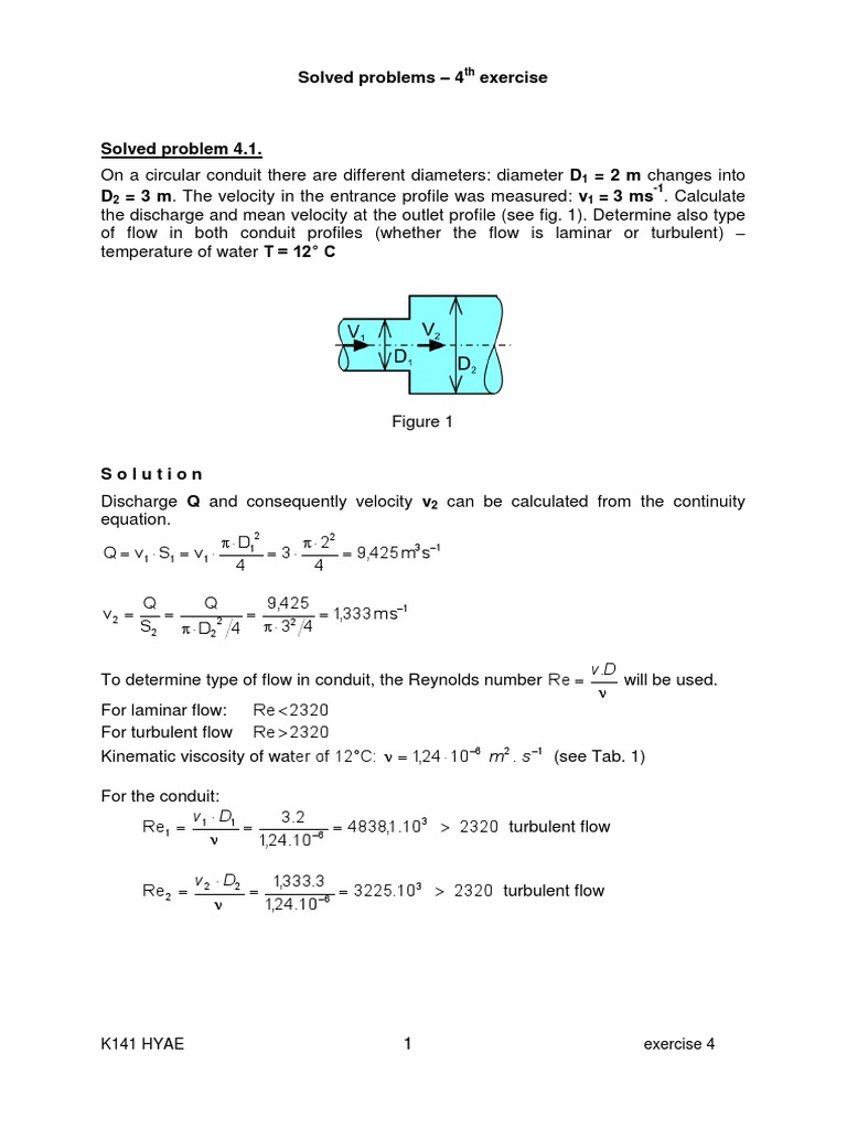 Solved Problem 04 PDF Fluid Dynamics Reynolds Number