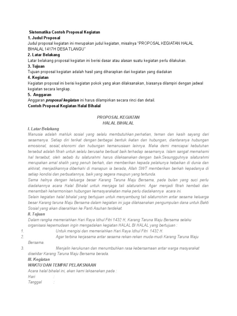 Contoh Pembuatan Proposal Dan Laporan Pertanggung Jawaban