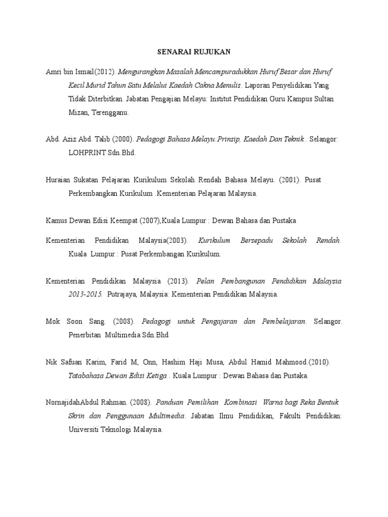 Contoh Penulisan Senarai Rujukan | PDF