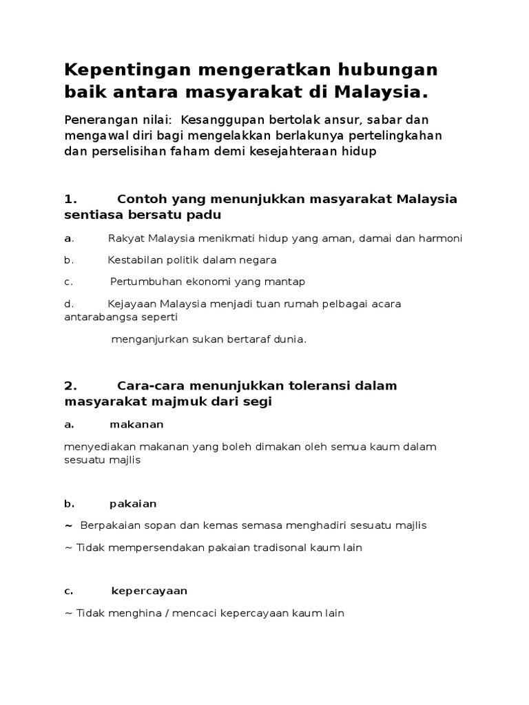 Kepentingan Mengeratkan Hubungan Baik Antara Masyarakat Pdf