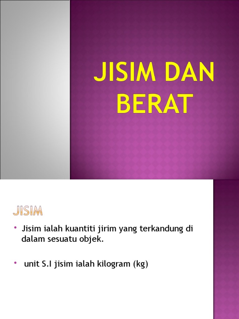 Sains Tingkatan 1 - Jisim Dan Berat | PDF