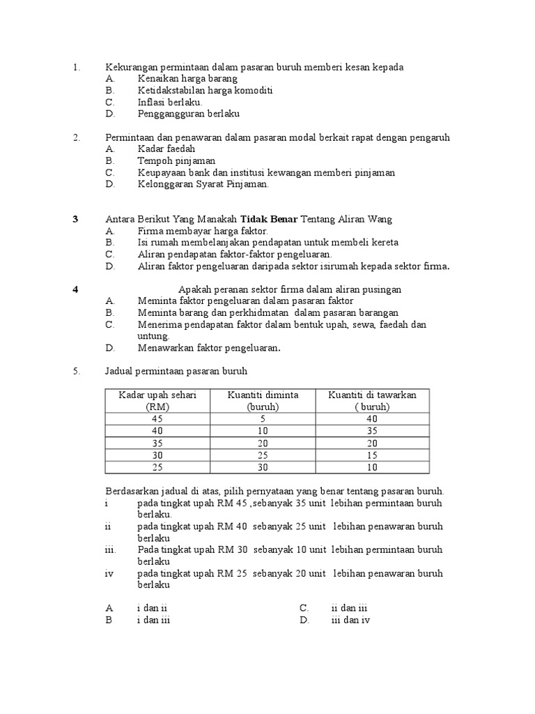 BAB 5 PASARAN- Soalan Objektif