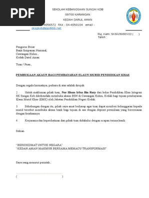Surat Pembukaan Akaun Bsn Ilham Docx