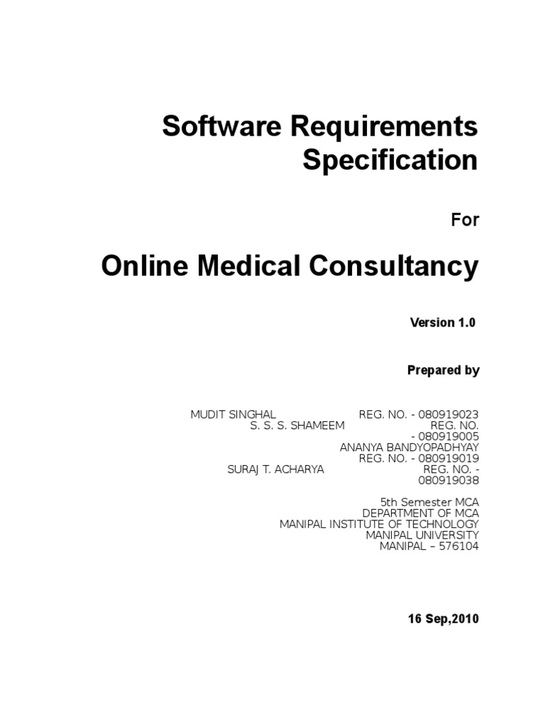 Medical Software Requirements Specification | PDF | Java Virtual ...