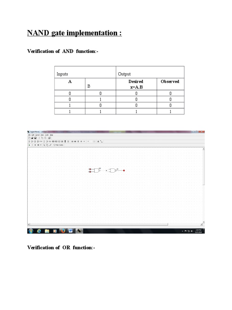 NAND Gate Implementation:: Verification of AND Function | PDF | Computers