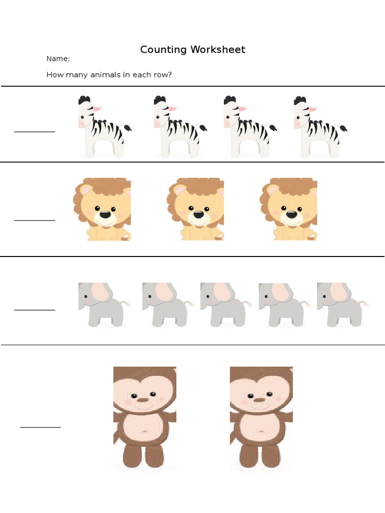 Animal Counting Worksheet | PDF