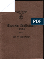 Allgemeine Dienstordnung Der Sa (Sturmabteilung, Schutzstaffel, Sa, Ss, Nsdap, Nskk, Nsfk) - 1933