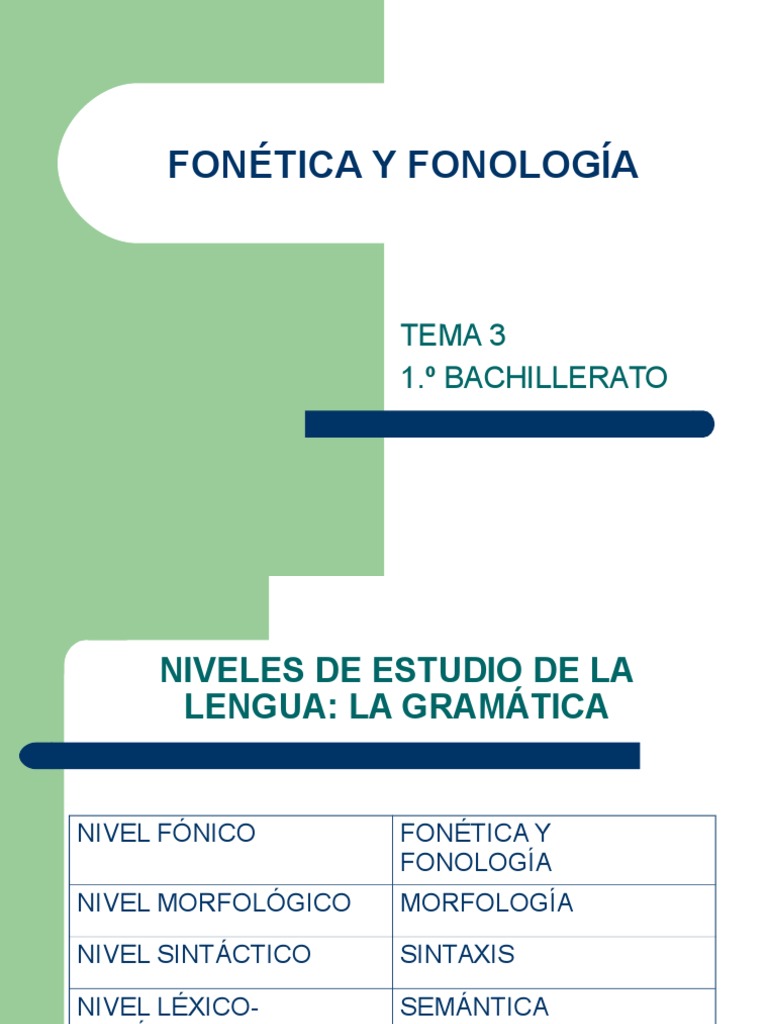 Fonética y Fonología Fonema Fonología