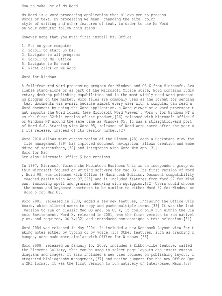 How To Use MS Word | Download Free PDF | Microsoft Word | Microsoft Office