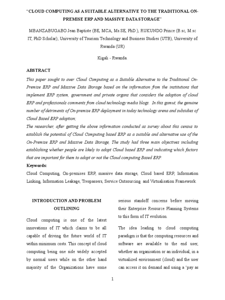 Cloud Computing As A Suitable Alternative To The Traditional Paper