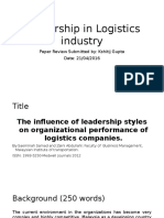 The Infulence of Leadership Styles On Organisational Performance of Logistics Company