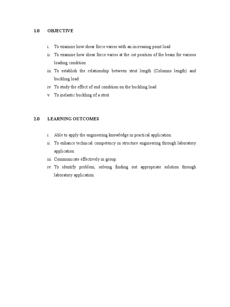 Sample Note On Buckling Report Notes