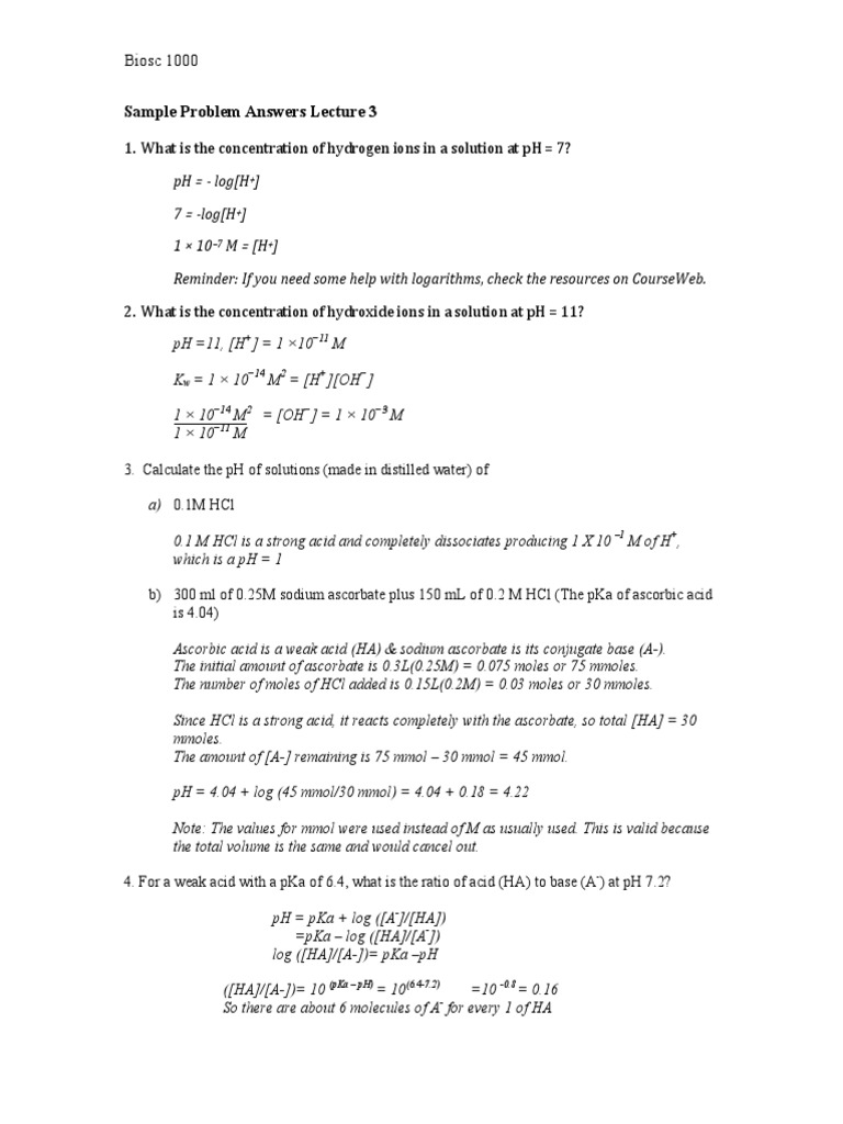 Lecture 3 Sample Problem Answers | PDF