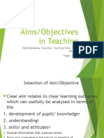Aims/Objectives in Teaching: Chris Kyriacou, Essential. Teaching Skills. Third