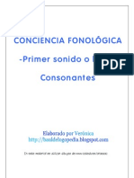 Conciencia Fonológica. Primer Sonido o Letra. Consonantes.