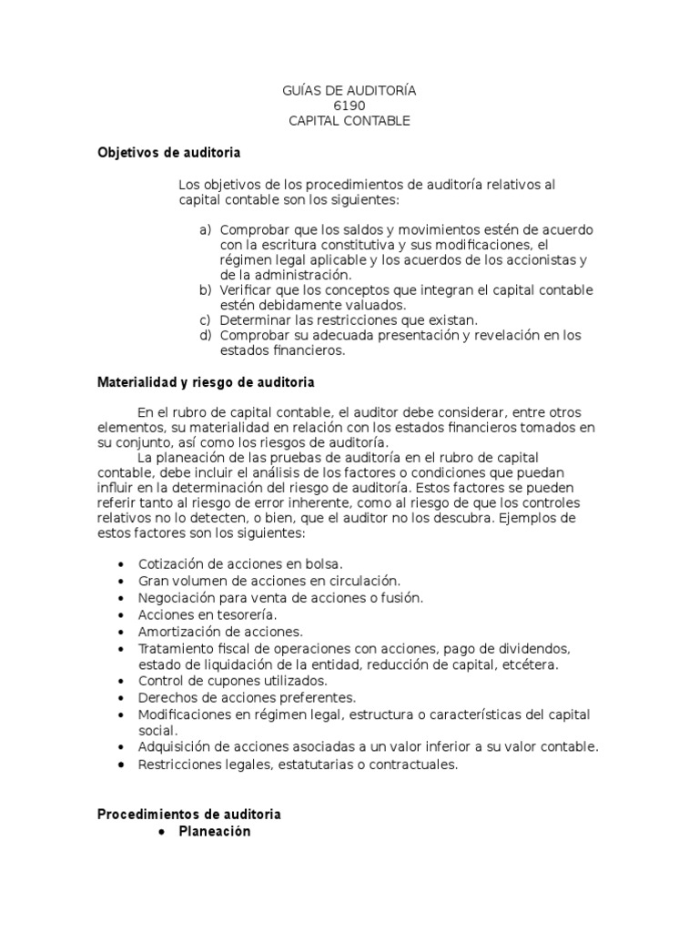 Guías de Auditoría 6190 | PDF | Compartir (Finanzas) | Contabilidad