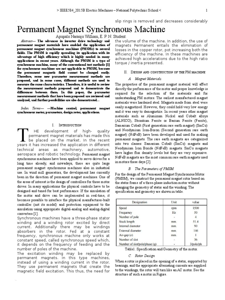 Overview of Permanent Magnet Synchronous Motors | PDF | Mechanical ...