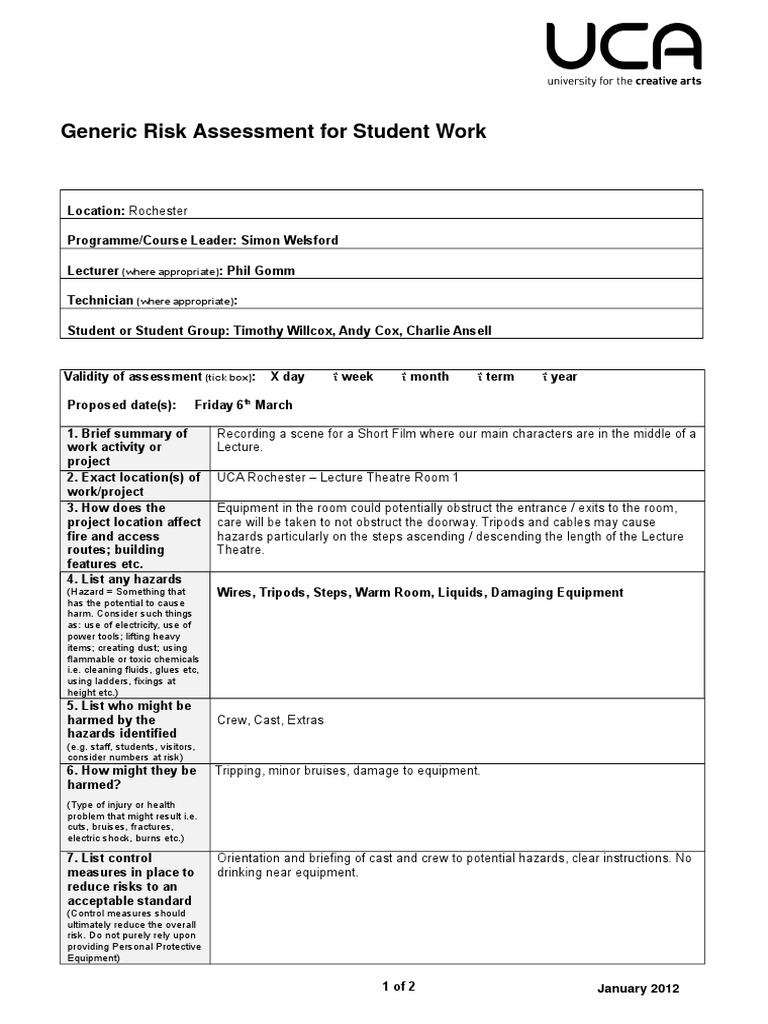 Risk Assess Lect Theatre | PDF | Risk Assessment | Risk
