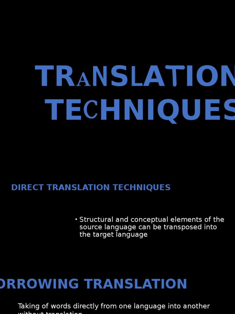 Translation Techniques Explained | PDF | Language Arts & Discipline