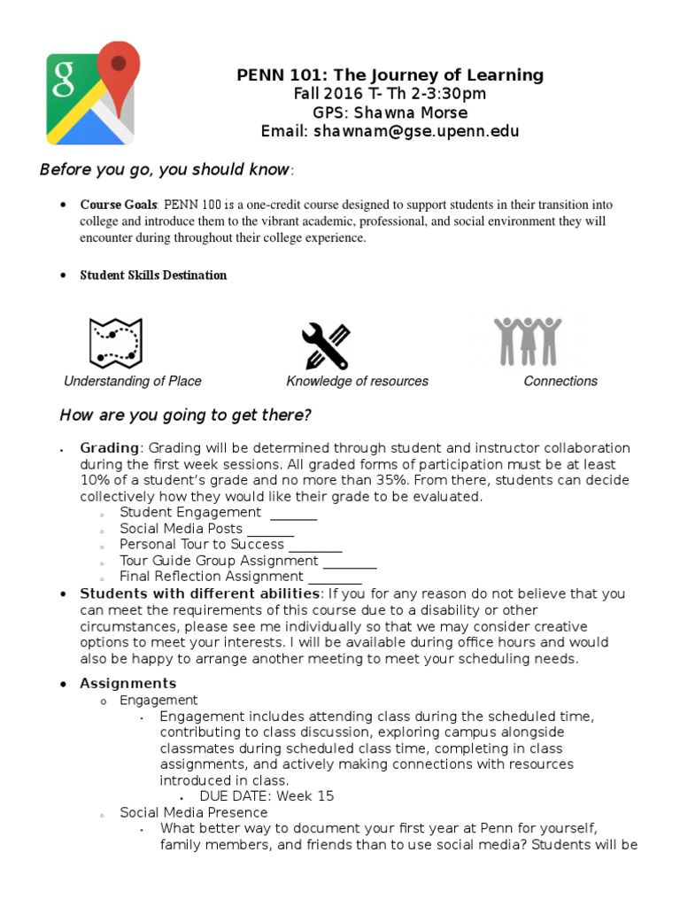PENN 100: College Transition Course Guide | PDF | Lesson Plan ...