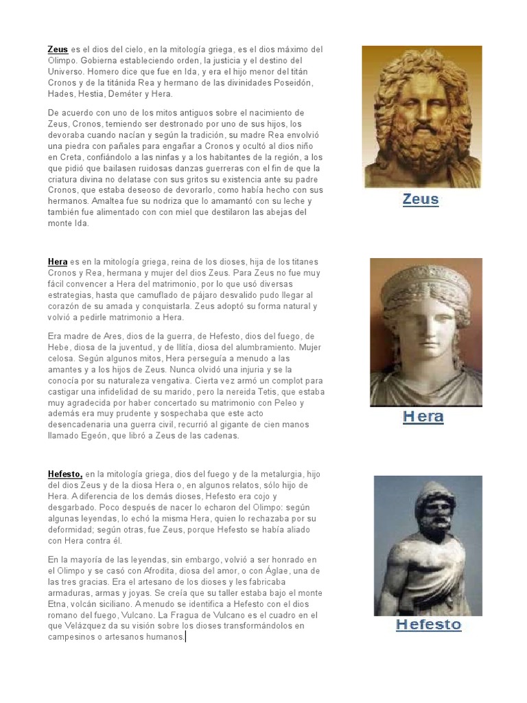 Historia de los dioses griegos | PDF | Zeus | Hera