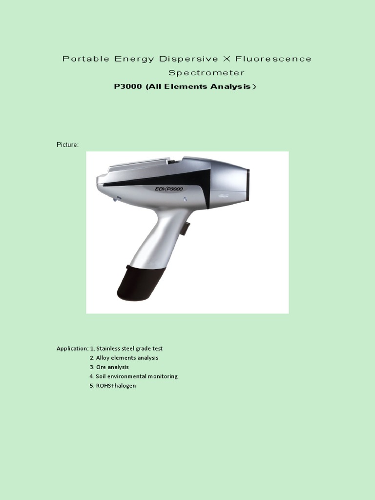 EDX P3000 XRF Handheld Analyzer | PDF